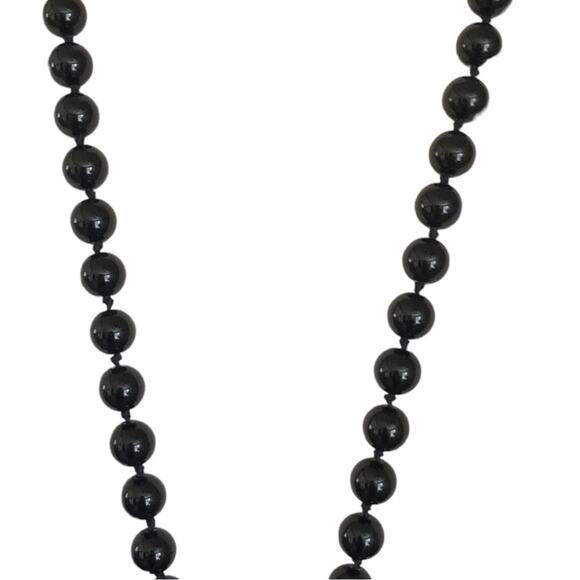 Vintage Amy Taylor Marked Black Beaded Pearly Black Pendant Necklace EUC - Picture 8 of 15